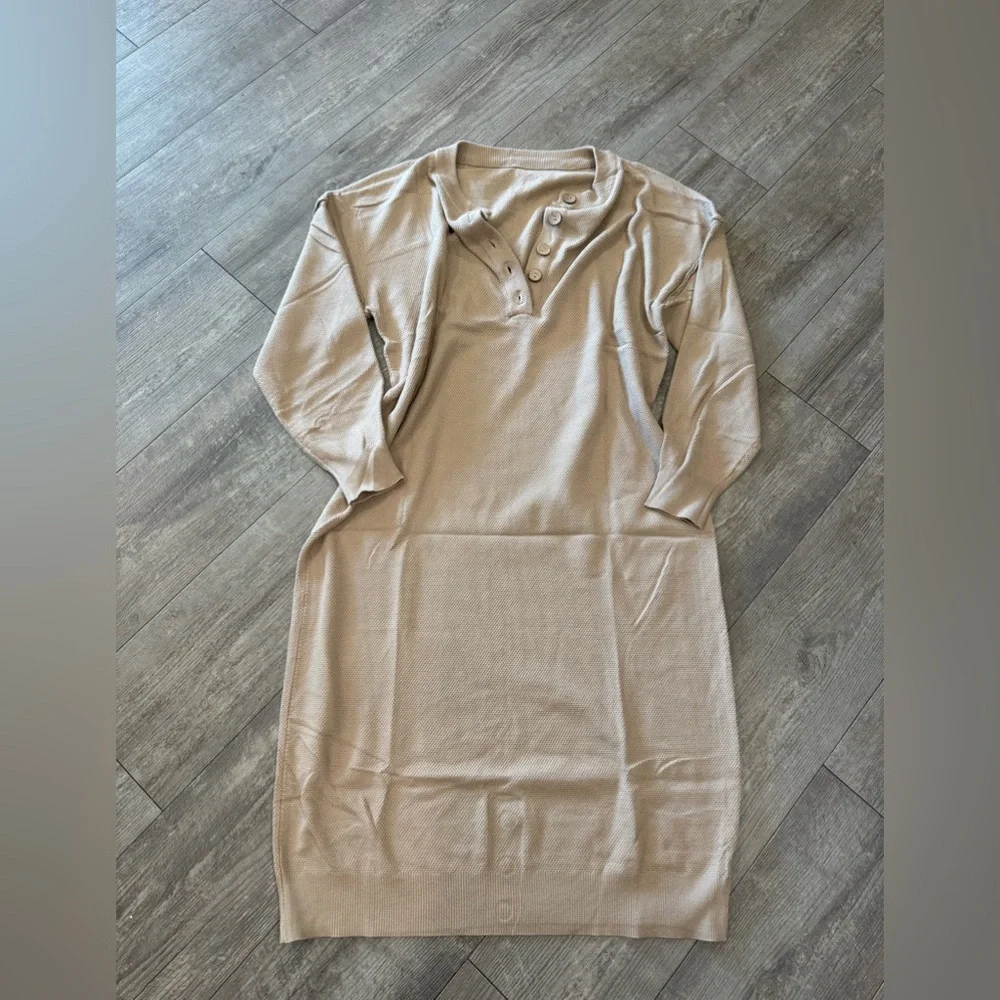 Beige Knit Sweater Dress XL - Picture 4 of 9